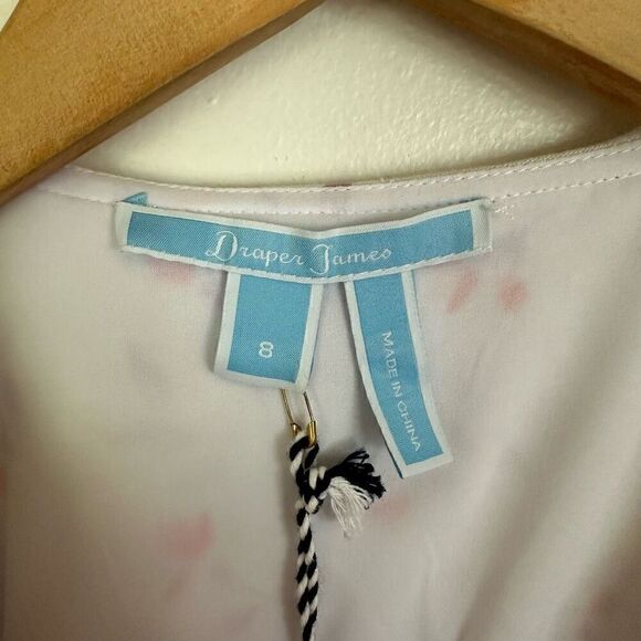 Draper James Women’s White Linen Ruffle Wrap Sleeveless Mini Dress in Multi Colo - Picture 6 of 11